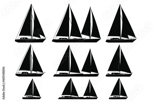 Sailboat Silhouettes Set – Sailing Yachts, Marine, Nautical Design