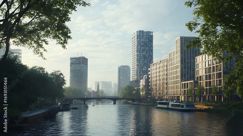 Obraz premium Berlin capital architecture blending modern skyscrapers and historic landmarks image