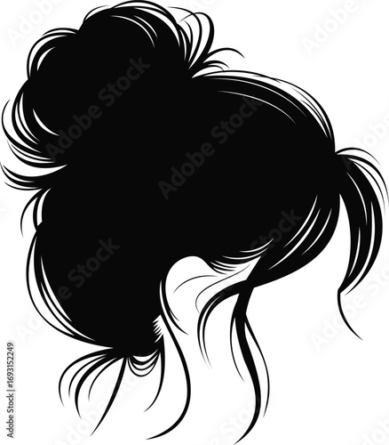 Woman Hair Bun Silhouette Vector Illustration