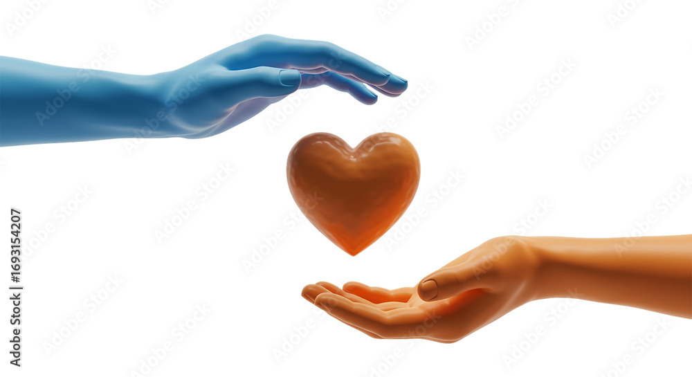 Obraz premium A Heart Passed Connection Love and Shared Emotion in a Dynamic Abstract Image of Giving with on transparent background