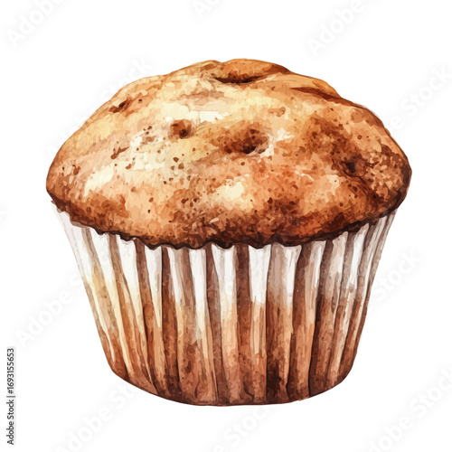 Muffin, watercolor clipart vector, isolated on a white background.