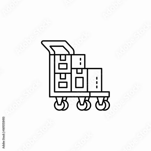 luggage cart icon sign vector