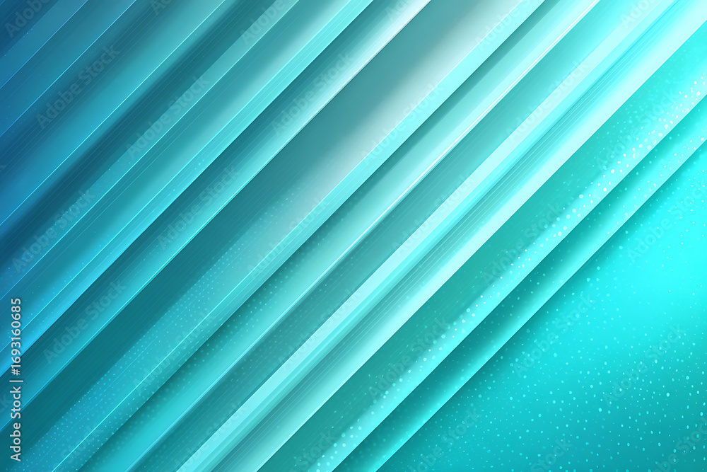 Obraz premium Dynamic Teal and Cyan Gradient Abstract Background with Diagonal Stripes and Subtle Glittering Dots