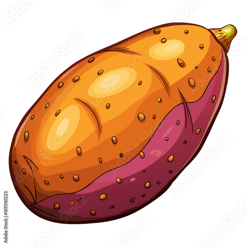 Whole Sweet Potato Isolated on White Background