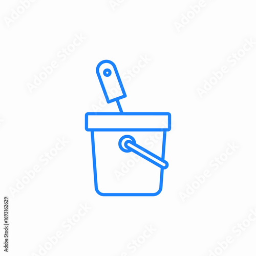 bucket with handle dustpan and brush icon sign vector