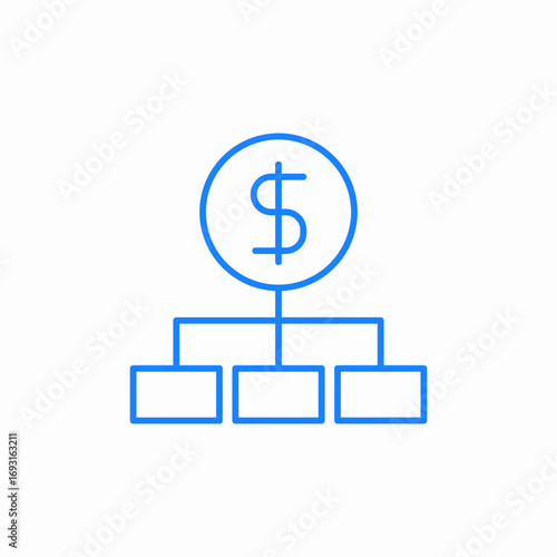 dollar hierarchy blocks icon sign vector