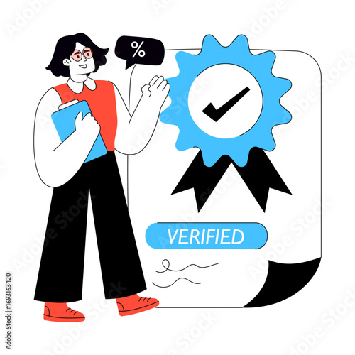 A colored design illustration of verified seller