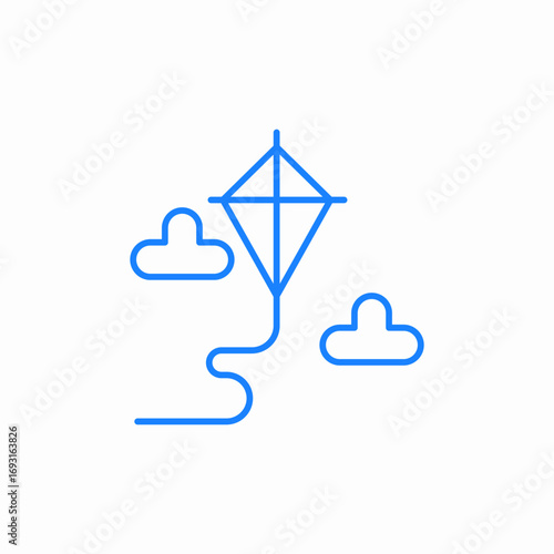 flying kite string icon sign vector