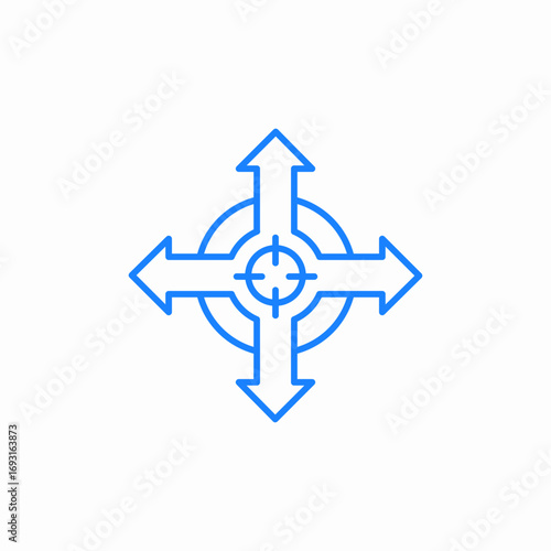 four arrows center icon sign vector