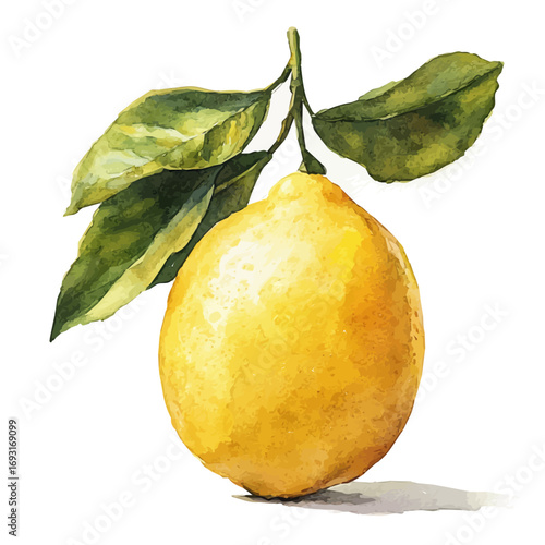 Lemon, watercolor clipart vector, isolated on a white background.