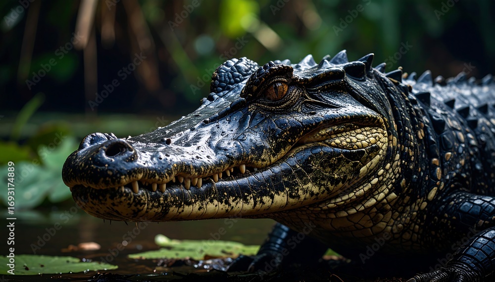 Fototapeta premium Close-up of a dark alligator