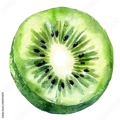 watercolor of Kiwi, vector, isolated on a white background.
