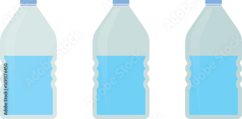 Large Plastic Water Bottle Set Vector Illustration - Big Mineral Drinking Water Container Icon Isolated On Transparent Background. Clean Hydration And Beverage Design Concept.