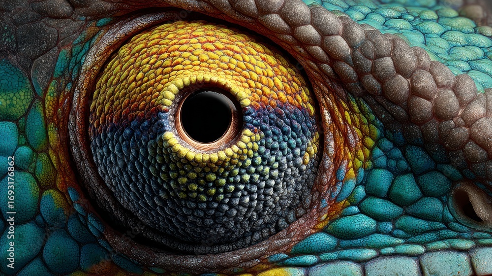 Obraz premium Chameleon eye closeup detail
