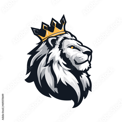 Lion with crown design showcasing regal strength