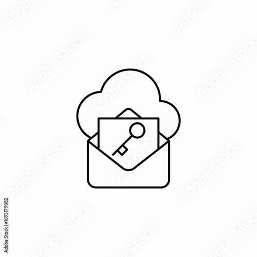 cloud passkey icon sign vector