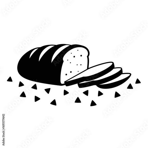 Winter male clothing icons vector art of sliced loaf of bread icon, representing bakery and fresh food vector