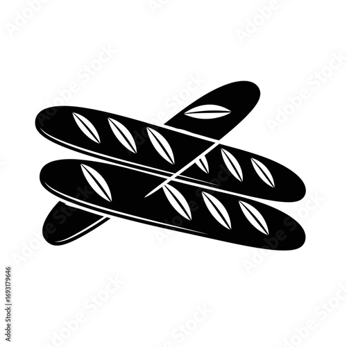 Winter male clothing icons vector art of two baguettes stacked on top of each other, a delicious staple food vector