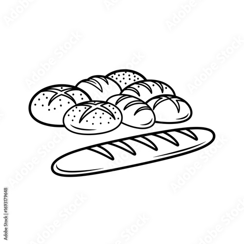 Winter male clothing icons vector art of assortment of bread icon, representing bakery and fresh baked goods vector