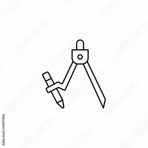 drawing compass icon sign vector