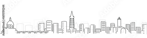 Toulouse Simple Dark Lines Skyline on White Background
