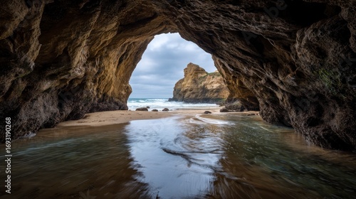 Coastal cave opening to ocean