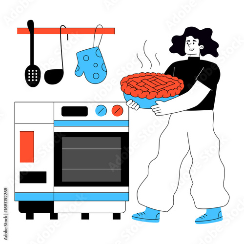 A unique design illustration of cooking food