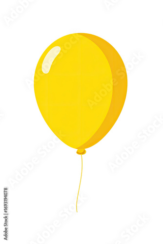 Isolated bright yellow balloon with a string
