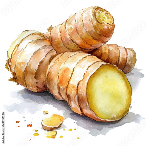 Ginger, watercolor clipart vector, isolated on a white background.