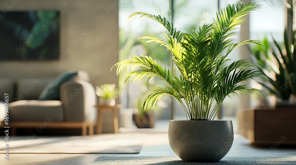 Fototapeta premium Modern interior decorated beautifully with lush green potted plant picture