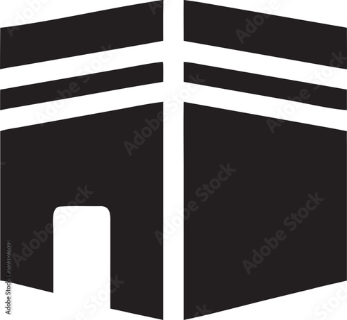 Abstract geometric interpretation of the kaaba a sacred islamic structure symbolizing faith and pilgrimage