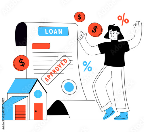 Creative design illustration of loan approved