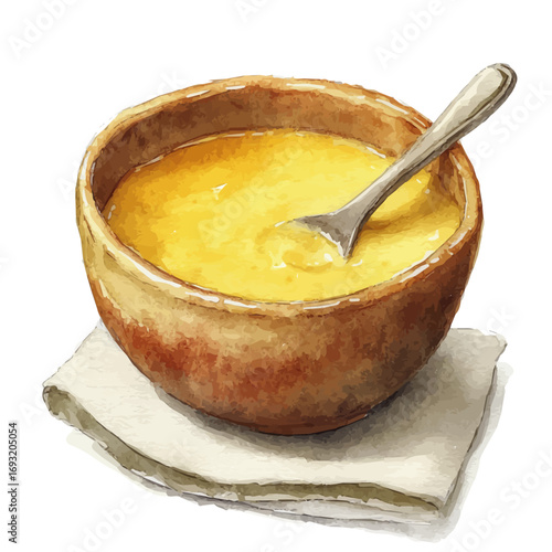 Custard, watercolor drawing vector, isolated on a white background.