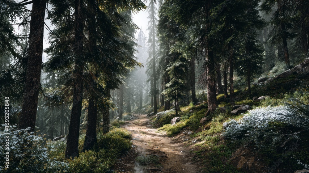 Obraz premium Forest path sunlight