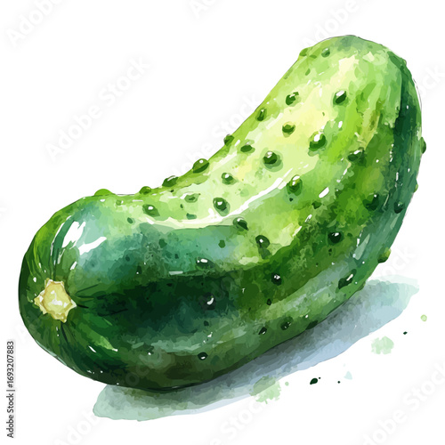 Cucumber, watercolor illustration vector, isolated on a white background.