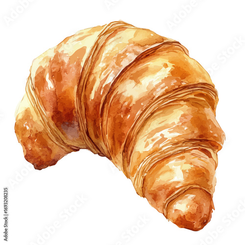 watercolor of Croissant, vector, isolated on a white background.