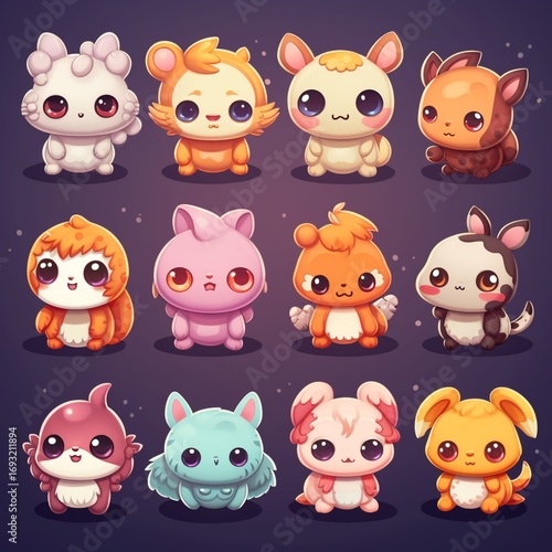 Set of Nine Cute Kawaii Hamster and Rodent Characters