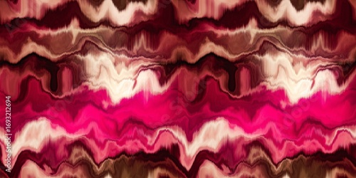 Moody ombre blur tie dye effect seamless border pattern. Wavy liquid paint flow banner edging background in bold hippy style. Striped wash tape textur for continuous design.