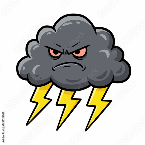 Angry storm cloud with lightning strikes, menacing weather concept