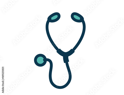 Simple, stylized illustration of a stethoscope, representing medical equipment used by healthcare professionals.