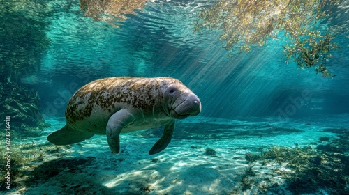 Manatee underwater spring