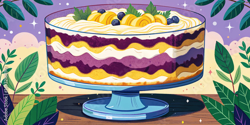 Italian zuppa inglese dessert, custard layered with sponge cake and liqueur, traditional Emilia Romagna sweet, cultural delicacy