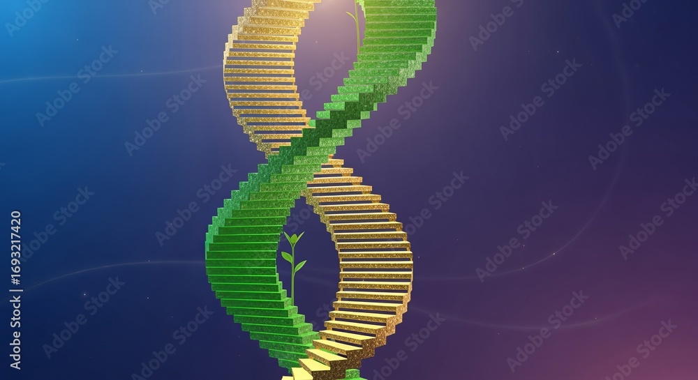 Obraz premium Abstract staircase forming a DNA helix, growth potential 