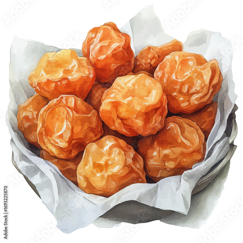 watercolor vector of Zeppole, isolated on a white background.
