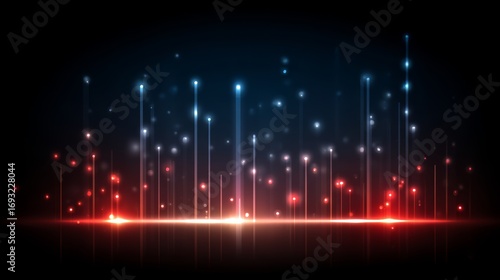 Dark background with a bright red and blue line. The line is made up of many small dots