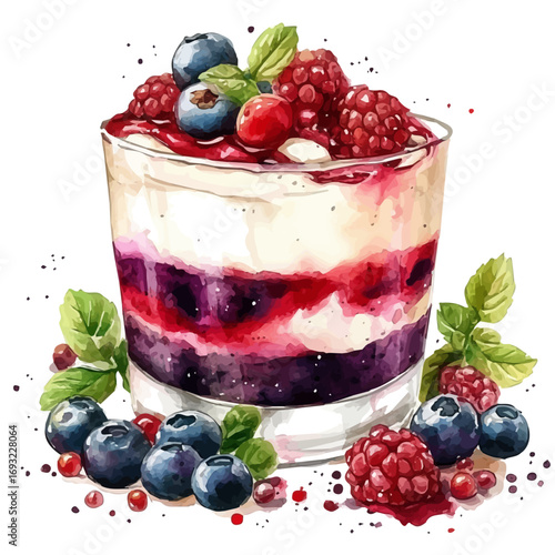 watercolor of Trifle, vector, isolated on a white background.