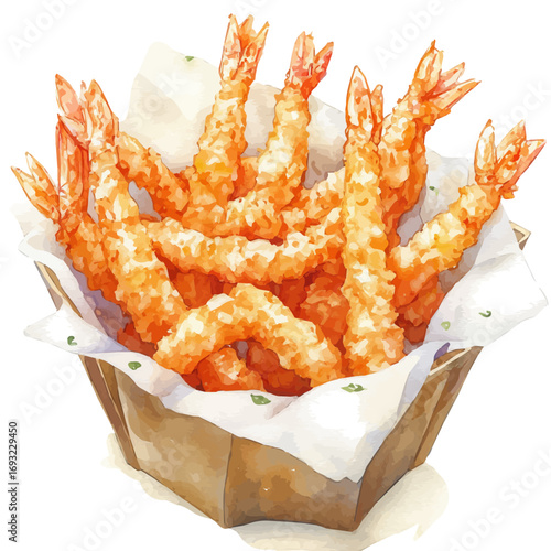 Tempura, watercolor drawing vector, isolated on a white background.