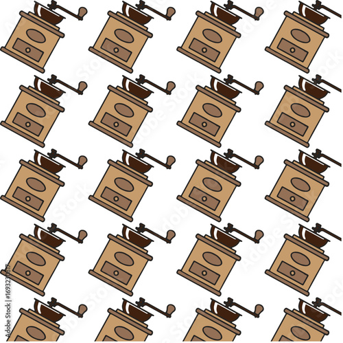 Coffee grinder icon pattern seamless background design
