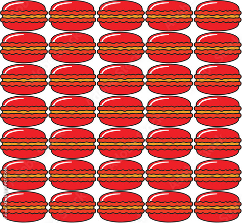 Vector art icon pattern of sweet red macaron cookies