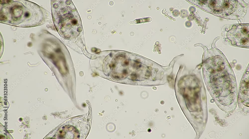 Paramesia Microscopic View of Paramecia with Clear Details and Visible Organelles ...